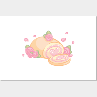 Pink Heart Roll Cake Posters and Art